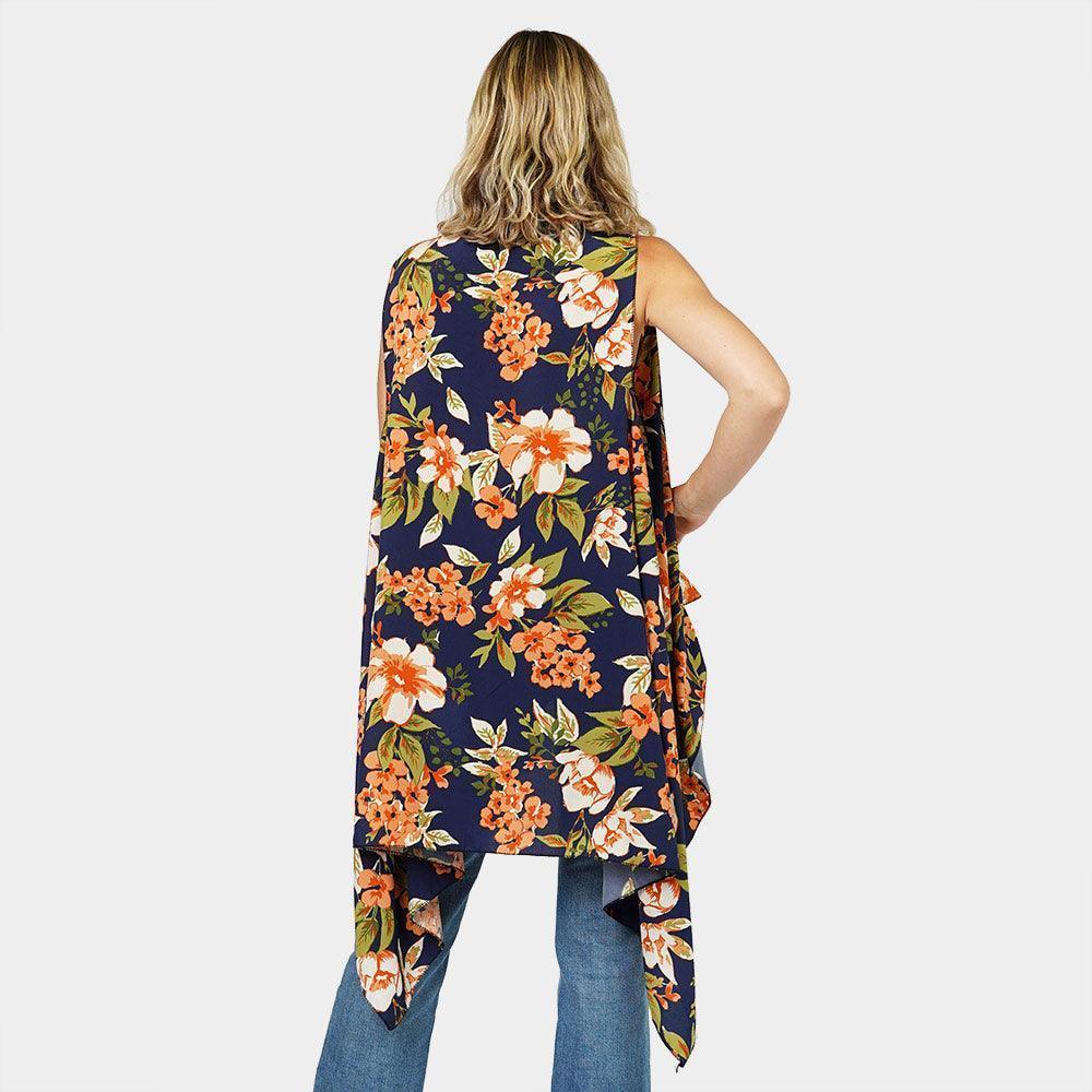 Navy Flower Printed Vest - Jewelry Store by Erik Rayo