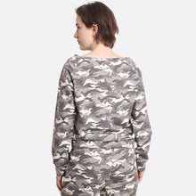 Load image into Gallery viewer, Green Camouflage Patterned Boat Neck Loungewear Sweatshirts Top
