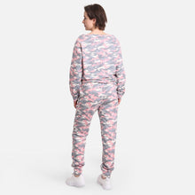 Load image into Gallery viewer, Pink Camouflage Patterned Boat Neck Loungewear Sweatshirts Top
