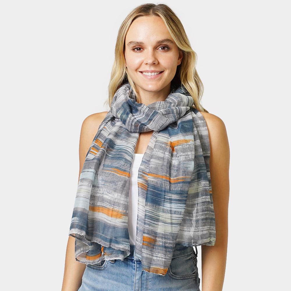 Gray Abstract Printed Oblong Scarf