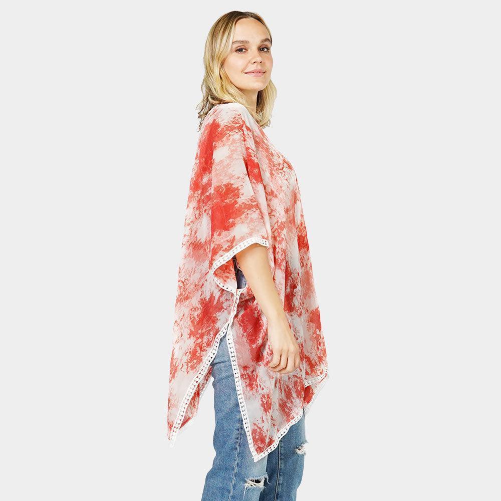 Coral Tie Dye Cover Up Poncho - Jewelry Store by Erik Rayo