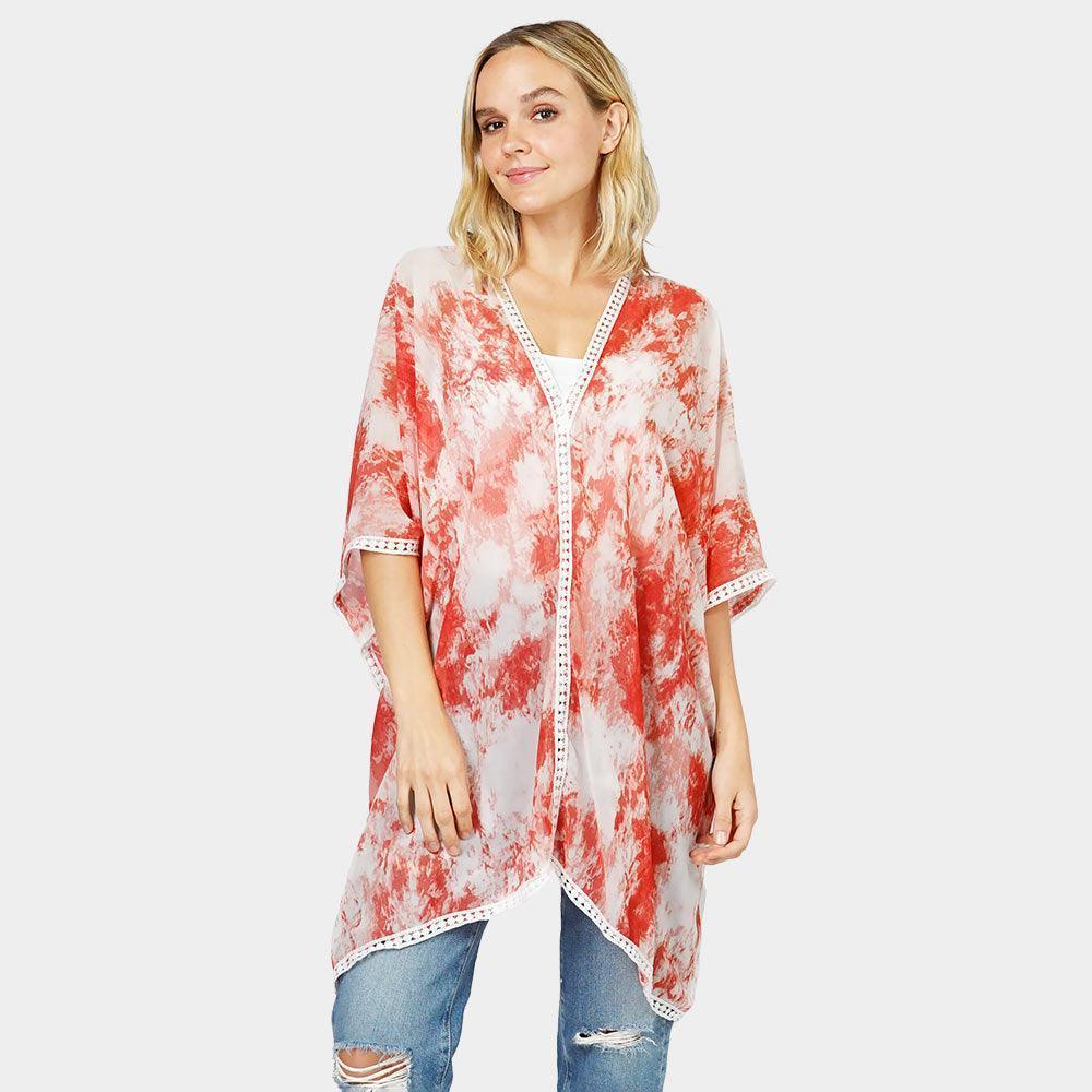 Coral Tie Dye Cover Up Poncho - Jewelry Store by Erik Rayo