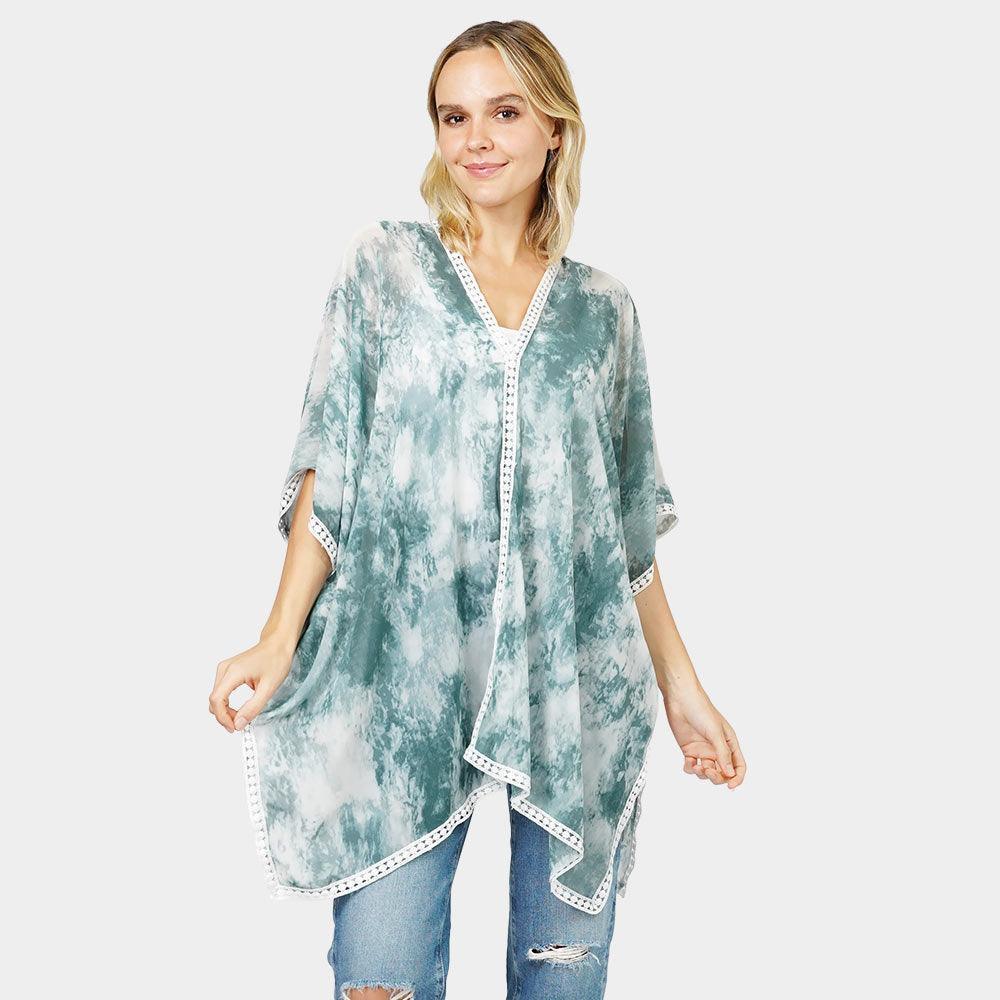 Green Tie Dye Cover Up Poncho - Jewelry Store by Erik Rayo