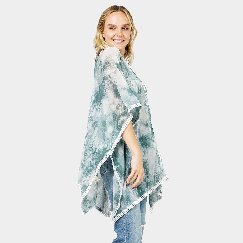 Green Tie Dye Cover Up Poncho - Jewelry Store by Erik Rayo