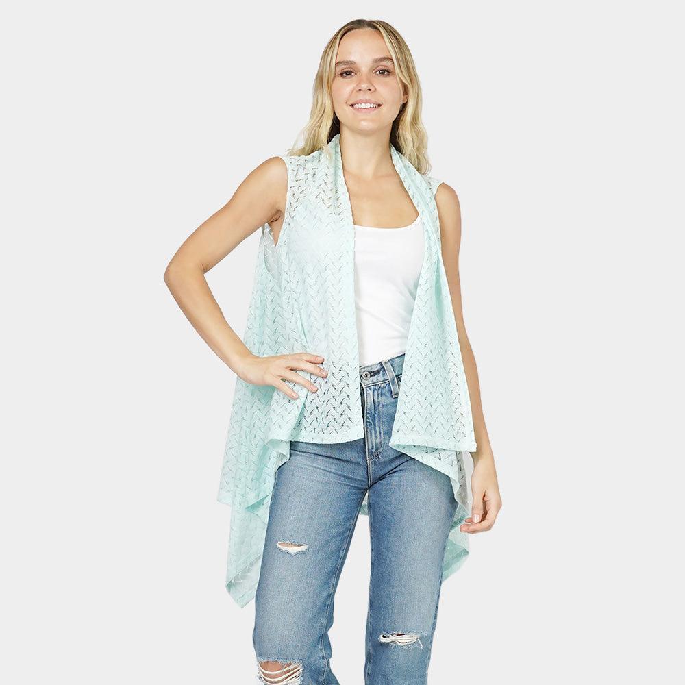 Mint Chevron Textured Vest - Jewelry Store by Erik Rayo