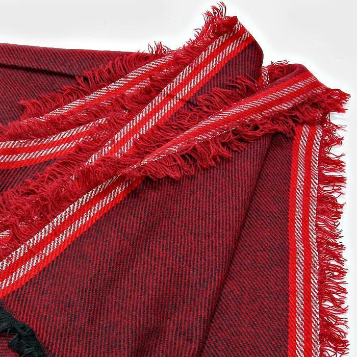 Red Stripe Accented Scarf with Raw Fringe Trim - Jewelry Store by Erik Rayo