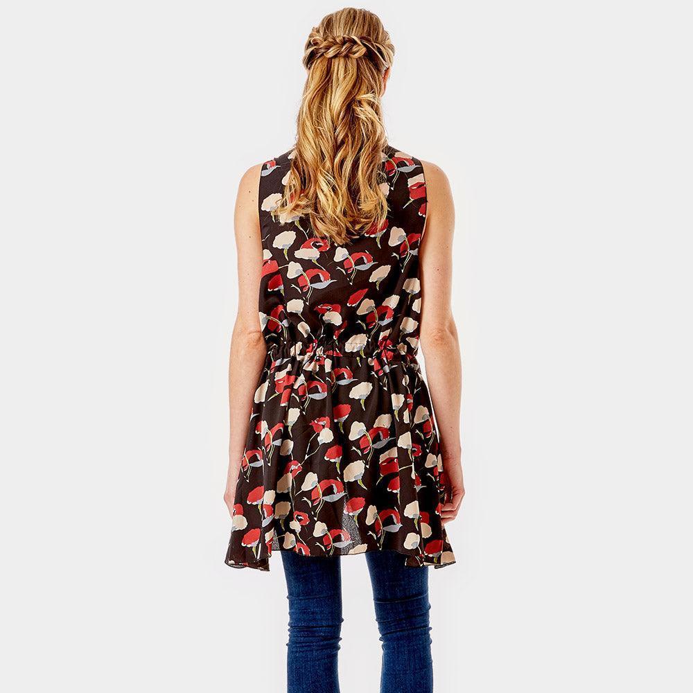 Black Abstract Floral Vest Cover up - Jewelry Store by Erik Rayo