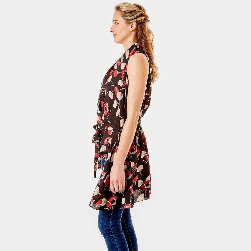 Black Abstract Floral Vest Cover up - Jewelry Store by Erik Rayo