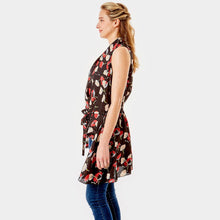 Load image into Gallery viewer, Black Abstract Floral Vest Cover up
