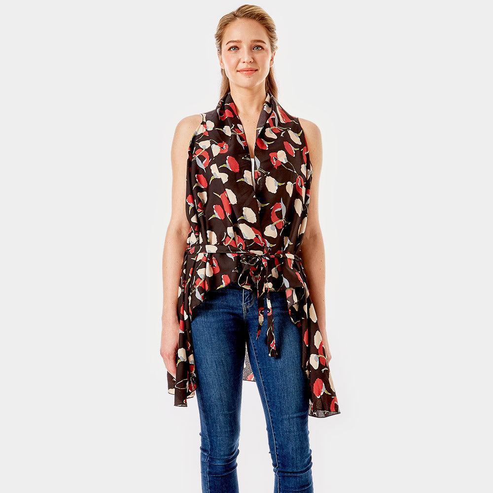 Black Abstract Floral Vest Cover up - Jewelry Store by Erik Rayo