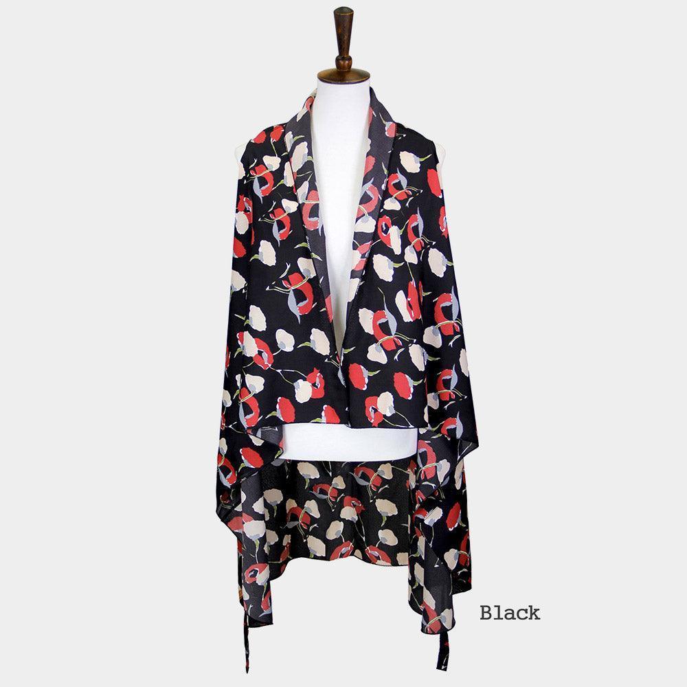 Black Abstract Floral Vest Cover up - Jewelry Store by Erik Rayo