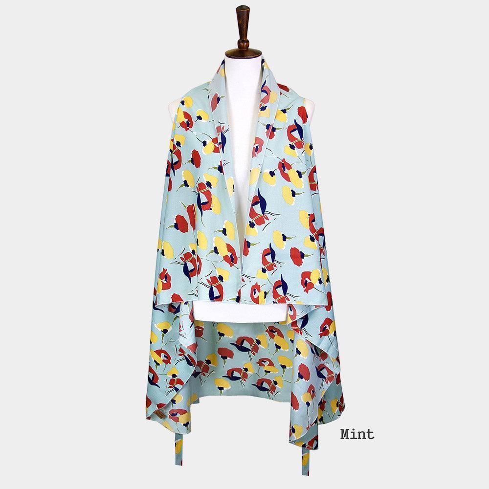 Mint Abstract Floral Vest Cover up - Jewelry Store by Erik Rayo
