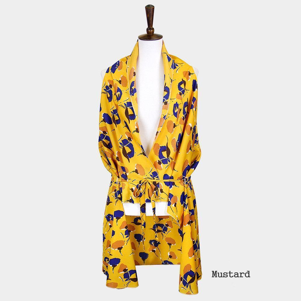 Mustard Abstract Floral Vest Cover up - Jewelry Store by Erik Rayo