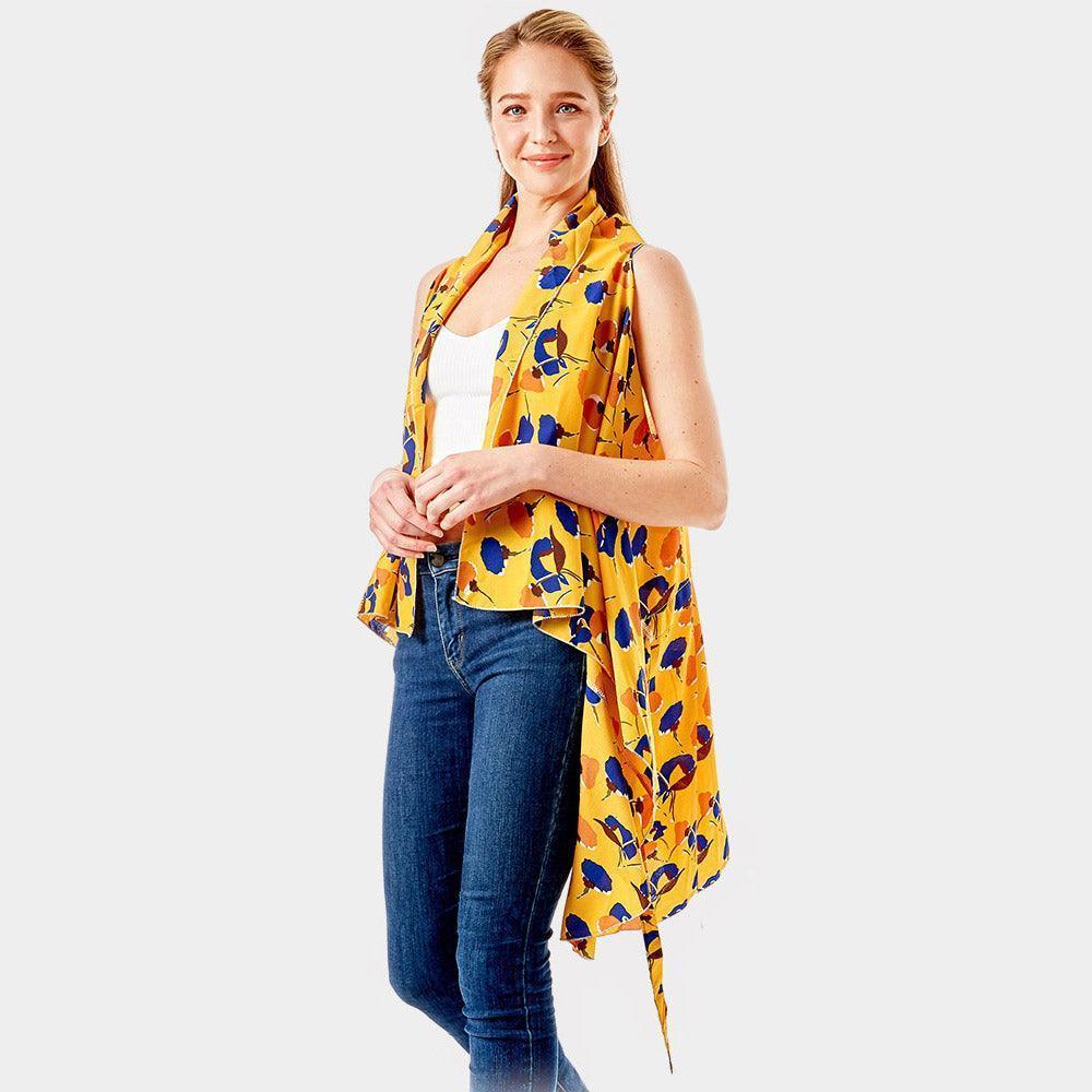Mustard Abstract Floral Vest Cover up - Jewelry Store by Erik Rayo