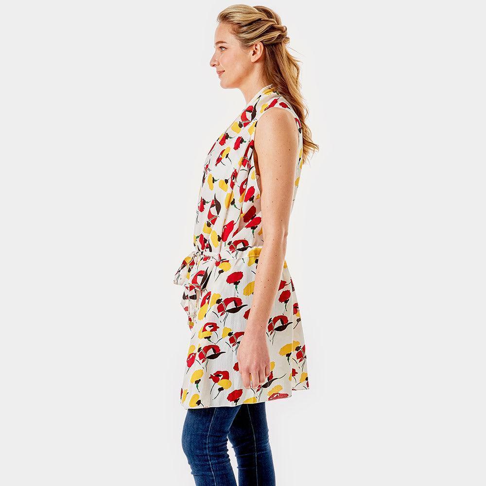 White Abstract Floral Vest Cover up - Jewelry Store by Erik Rayo