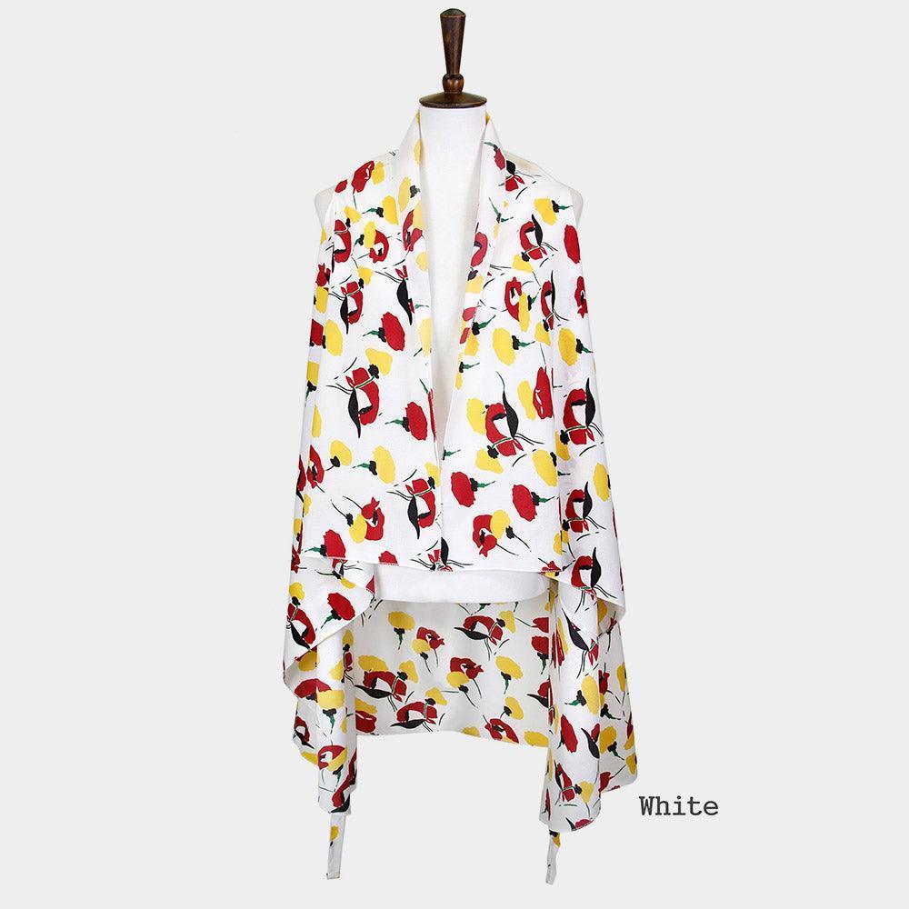 White Abstract Floral Vest Cover up - Jewelry Store by Erik Rayo