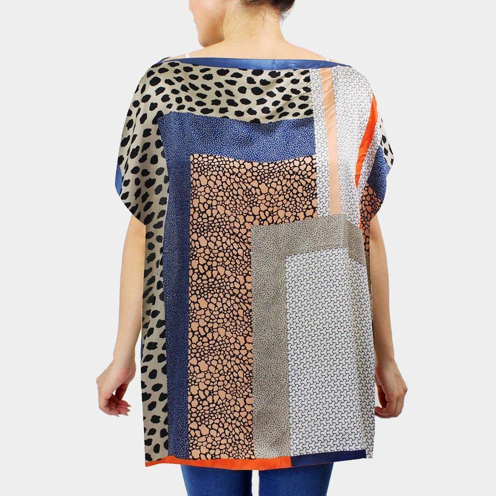 Beige Multi Patterned Satin Poncho - Jewelry Store by Erik Rayo