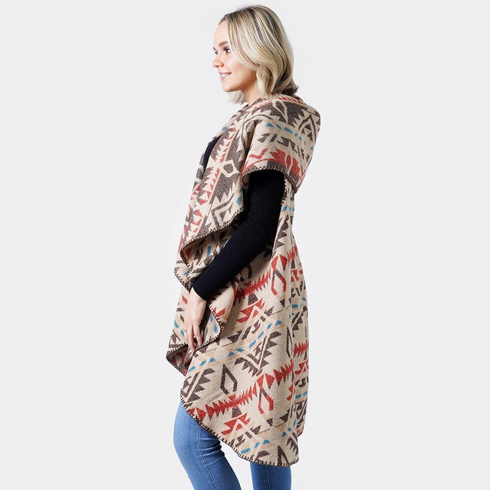 Beige Western Pattern Reversible Shawl Vest - Jewelry Store by Erik Rayo