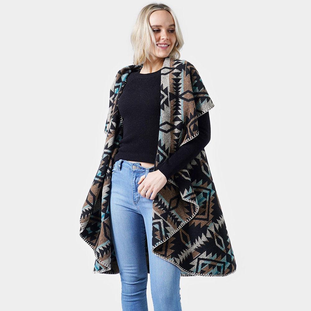 Black Western Pattern Reversible Shawl Vest - Jewelry Store by Erik Rayo