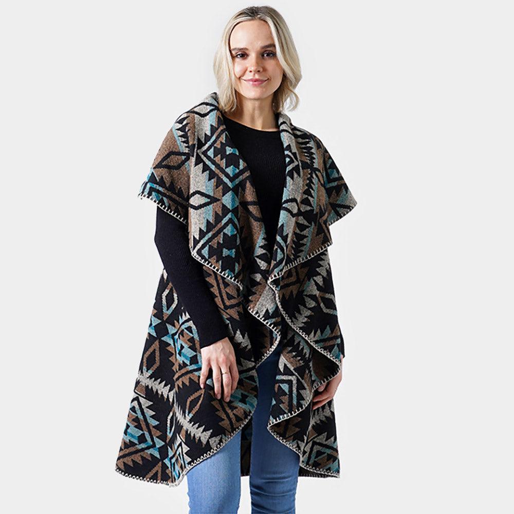 Black Western Pattern Reversible Shawl Vest - Jewelry Store by Erik Rayo