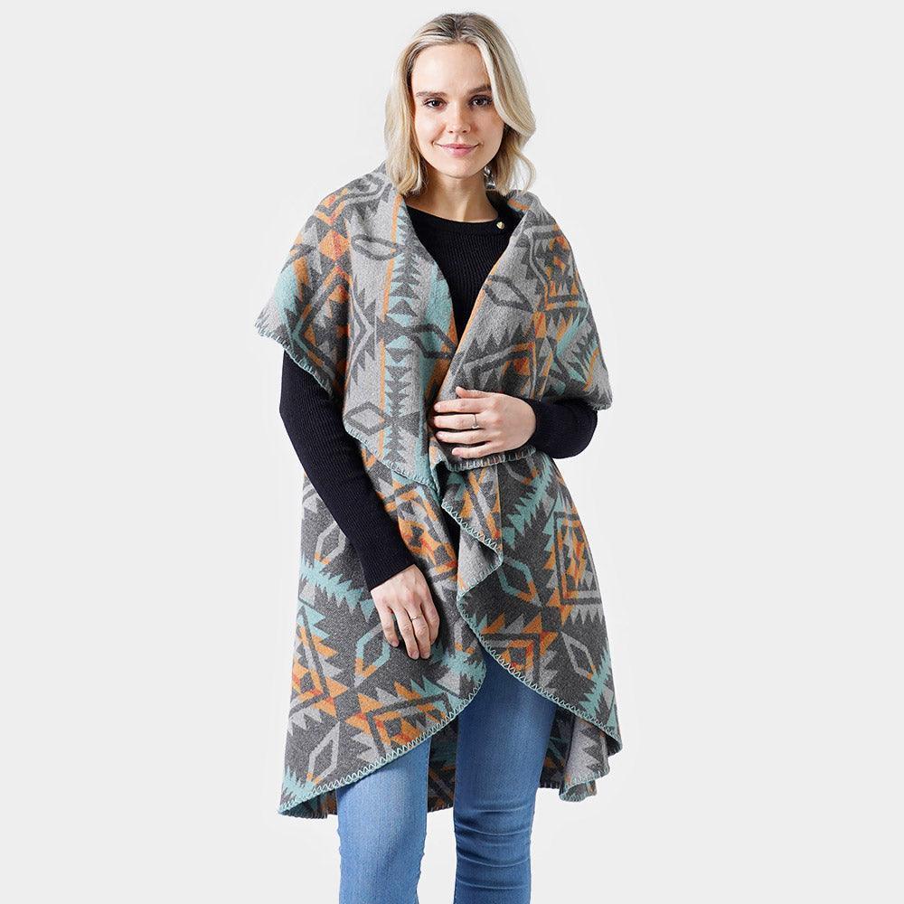 Gray Western Pattern Reversible Shawl Vest - Jewelry Store by Erik Rayo