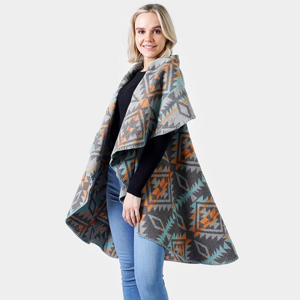 Gray Western Pattern Reversible Shawl Vest - Jewelry Store by Erik Rayo