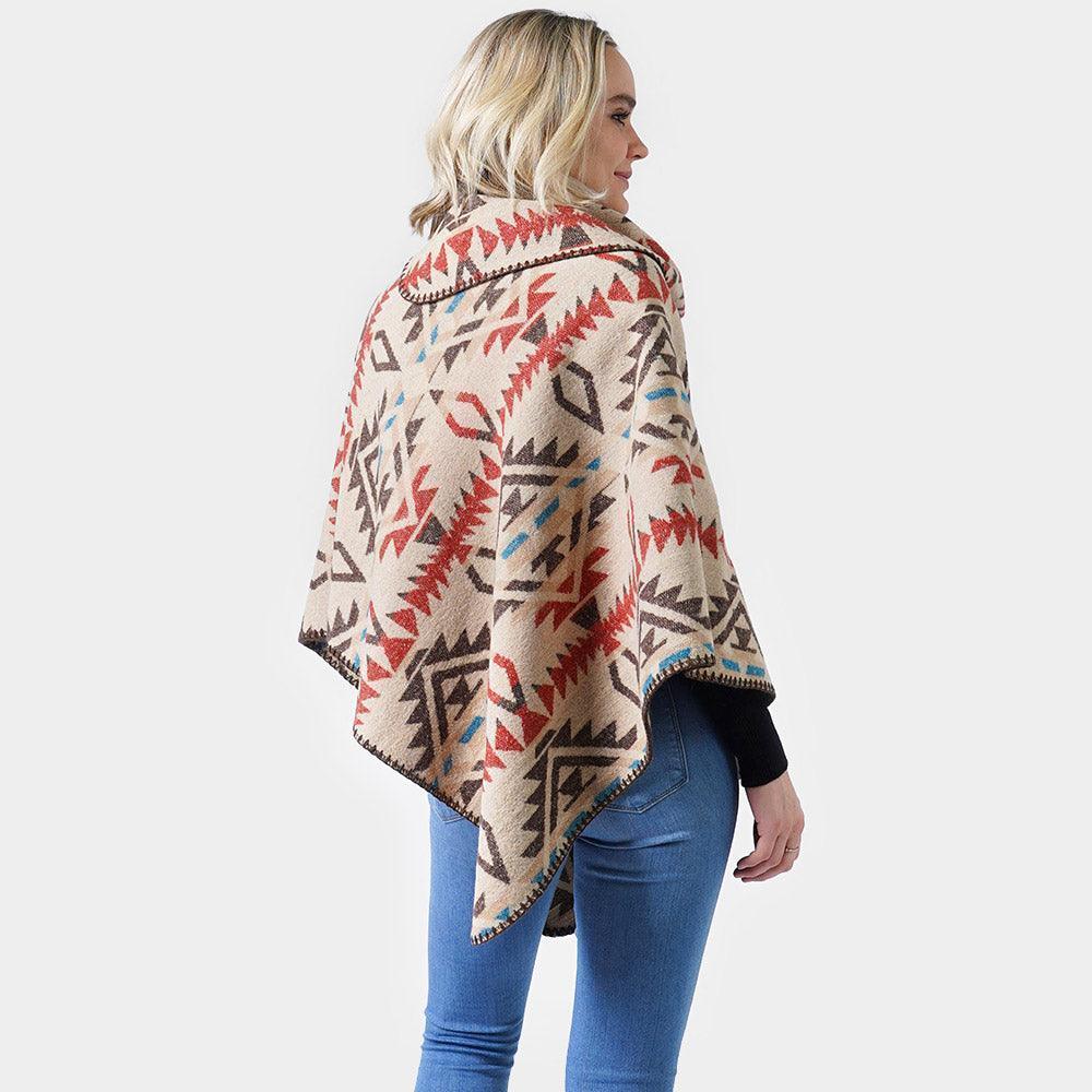 Beige Western Pattern Poncho - Jewelry Store by Erik Rayo