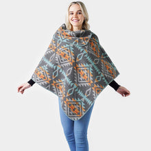 Load image into Gallery viewer, Gray Western Pattern Poncho
