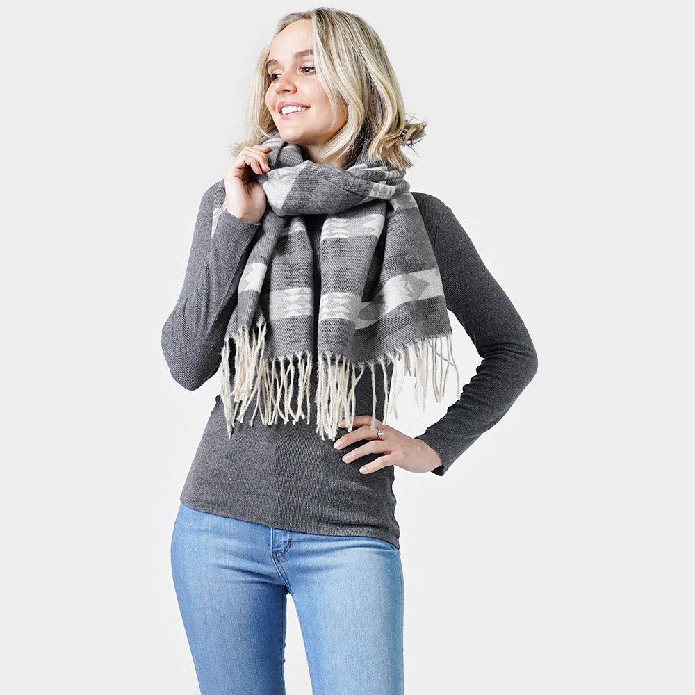 Black Western Pattern Woven Scarf/Shawl - Jewelry Store by Erik Rayo