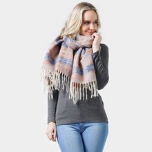 Load image into Gallery viewer, Navy Western Pattern Woven Scarf/Shawl
