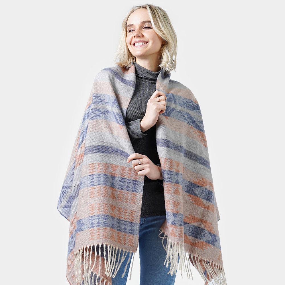 Navy Western Pattern Woven Scarf/Shawl - Jewelry Store by Erik Rayo