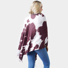 Load image into Gallery viewer, Brown Cow Print Double Sided Shawl/Poncho
