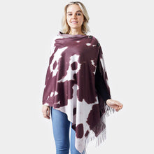 Load image into Gallery viewer, Brown Cow Print Double Sided Shawl/Poncho
