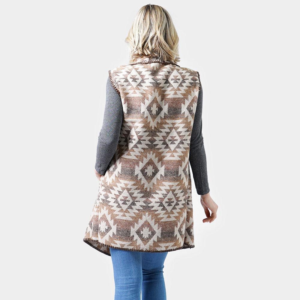 Brown Western Patterned Pocket Vest - Jewelry Store by Erik Rayo