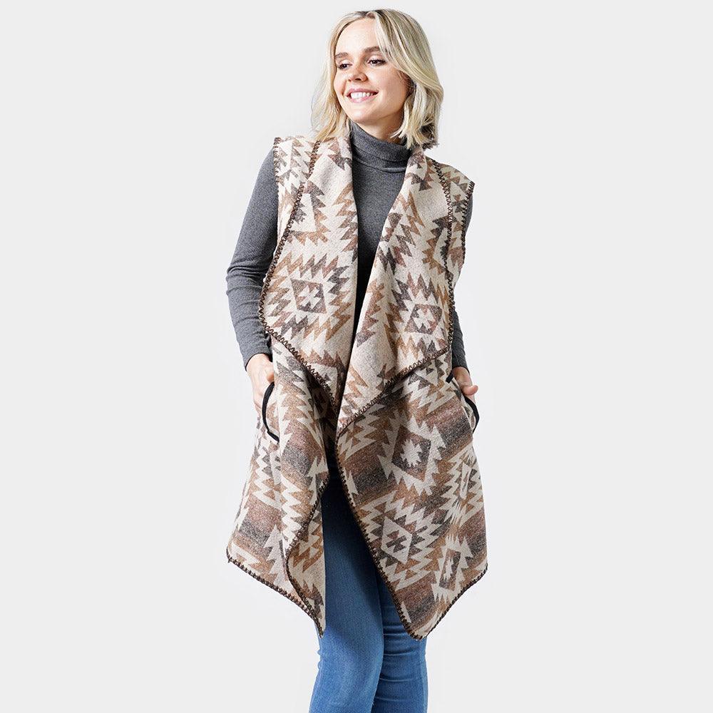Brown Western Patterned Pocket Vest - Jewelry Store by Erik Rayo