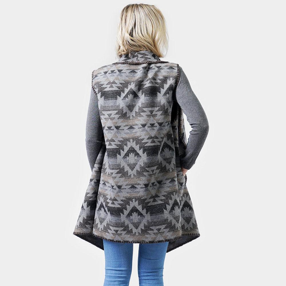 Gray Western Patterned Pocket Vest - Jewelry Store by Erik Rayo