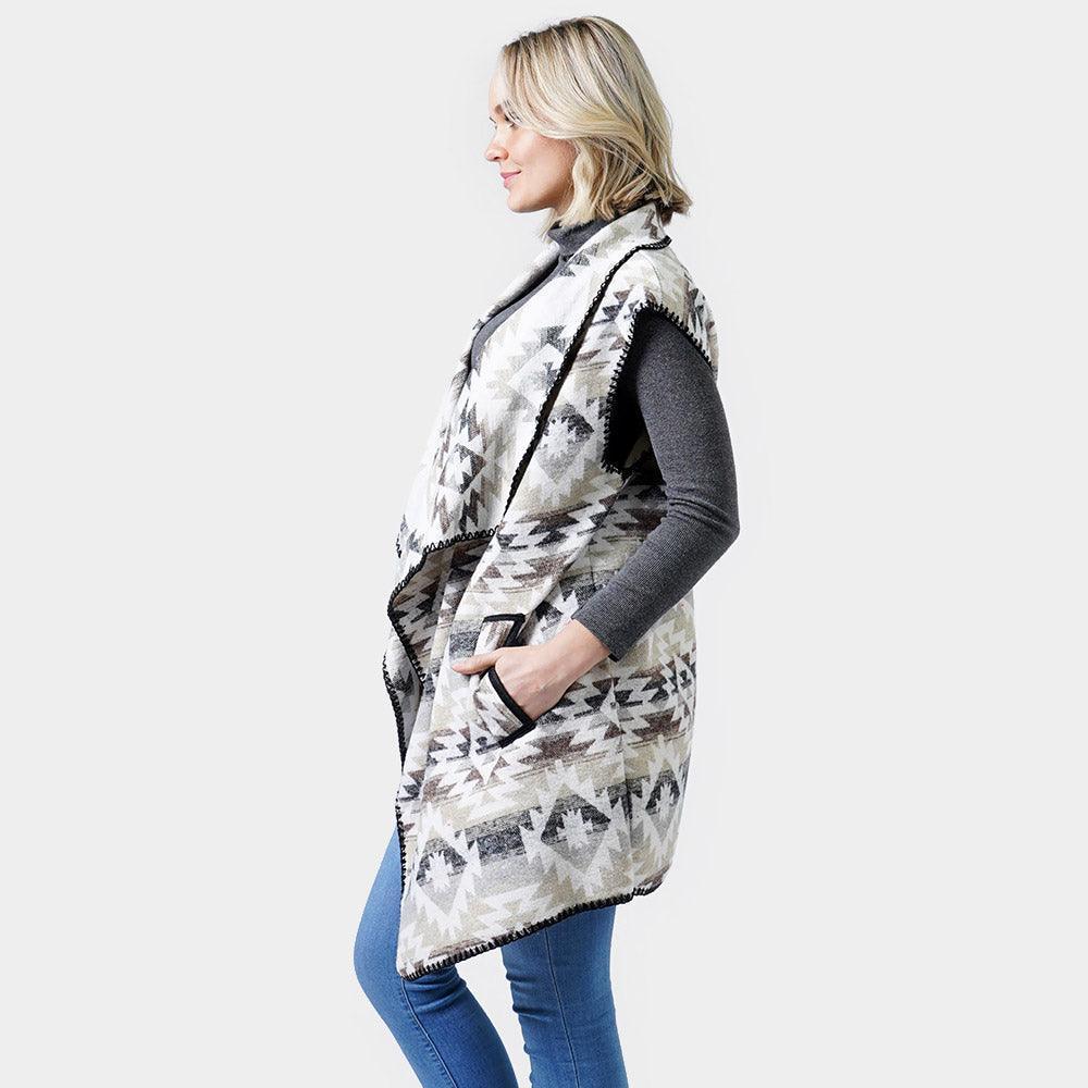 White Western Patterned Pocket Vest - Jewelry Store by Erik Rayo