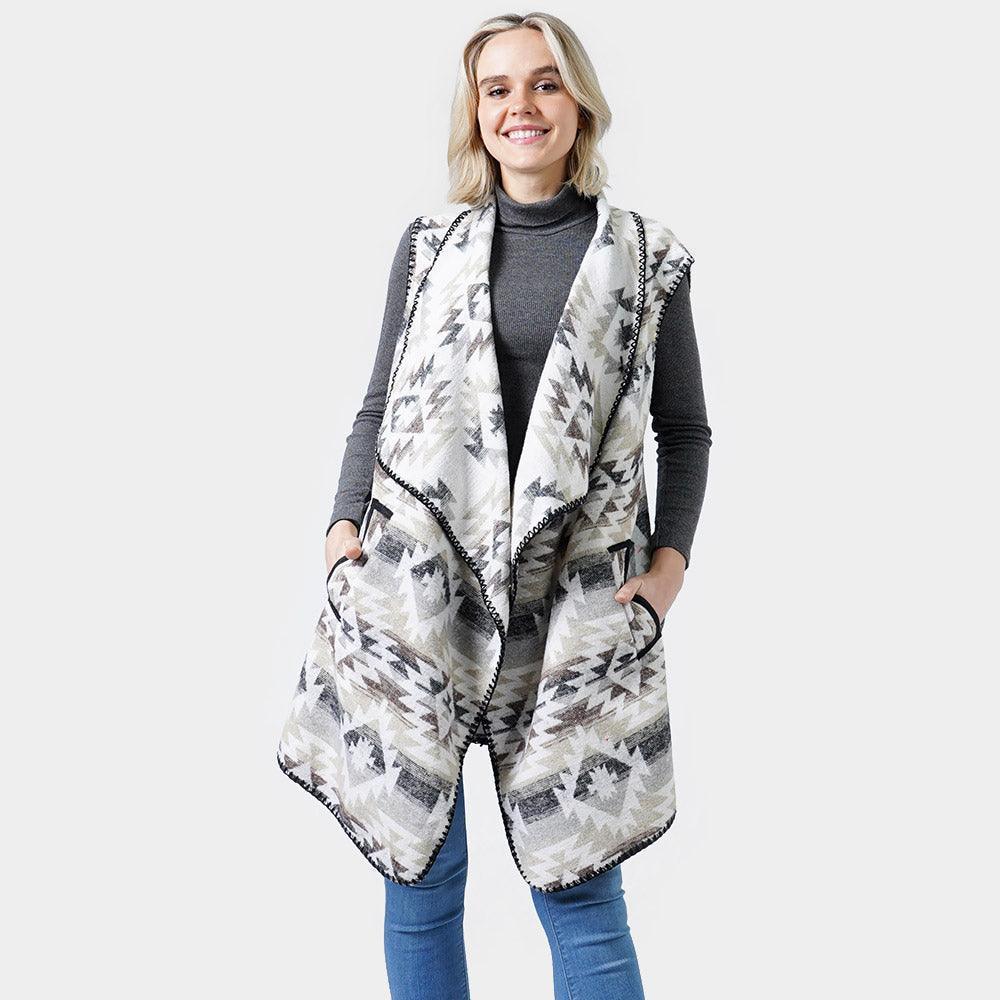 White Western Patterned Pocket Vest - Jewelry Store by Erik Rayo