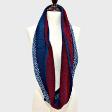 Load image into Gallery viewer, Navy Two Tone Knit Infinity Scarf
