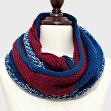 Load image into Gallery viewer, Navy Two Tone Knit Infinity Scarf
