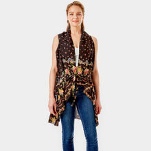 Load image into Gallery viewer, Black Flower Pattern Print Cover Up Vest
