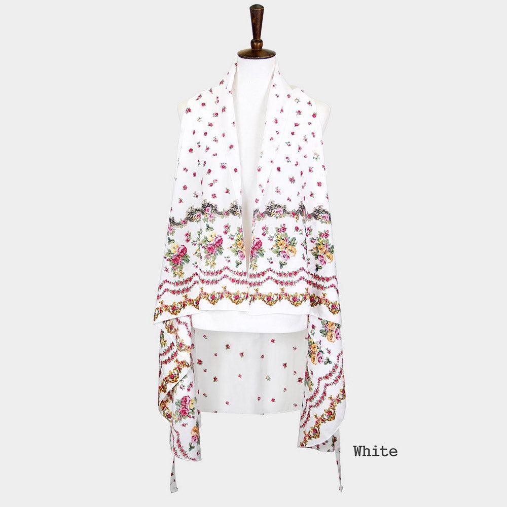 White Flower Pattern Print Cover Up Vest - Jewelry Store by Erik Rayo