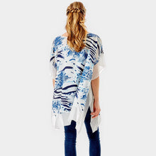 Load image into Gallery viewer, Blue Zebra and Snake Skin Print Cover up Poncho
