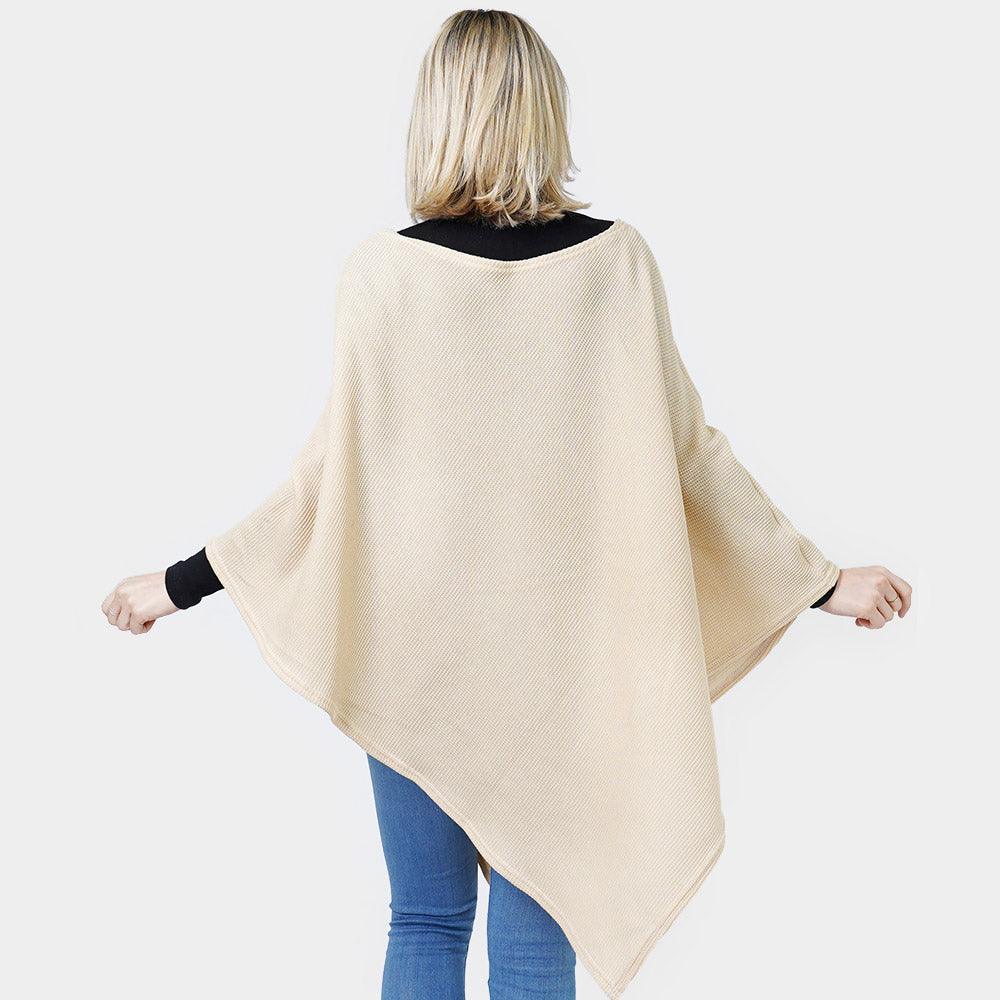 Beige Textured Jersey Poncho - Jewelry Store by Erik Rayo