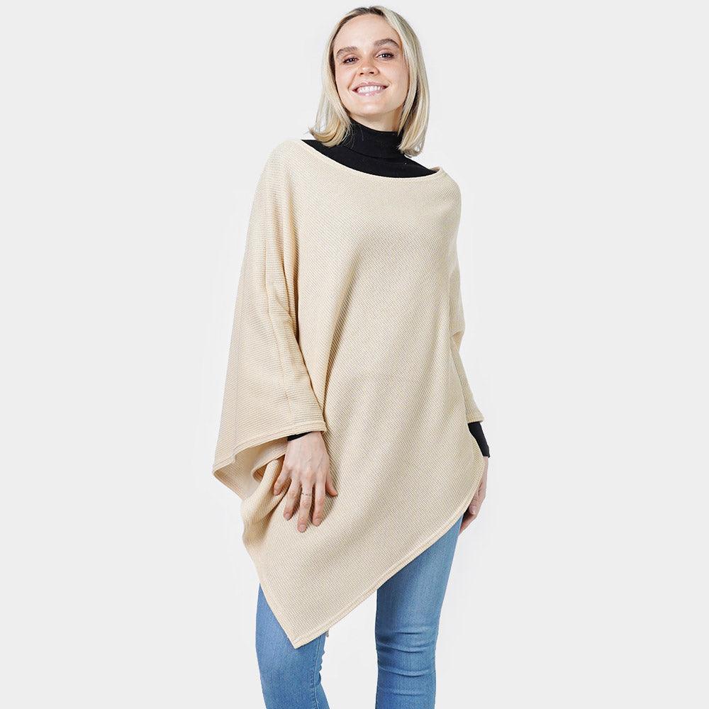 Beige Textured Jersey Poncho - Jewelry Store by Erik Rayo