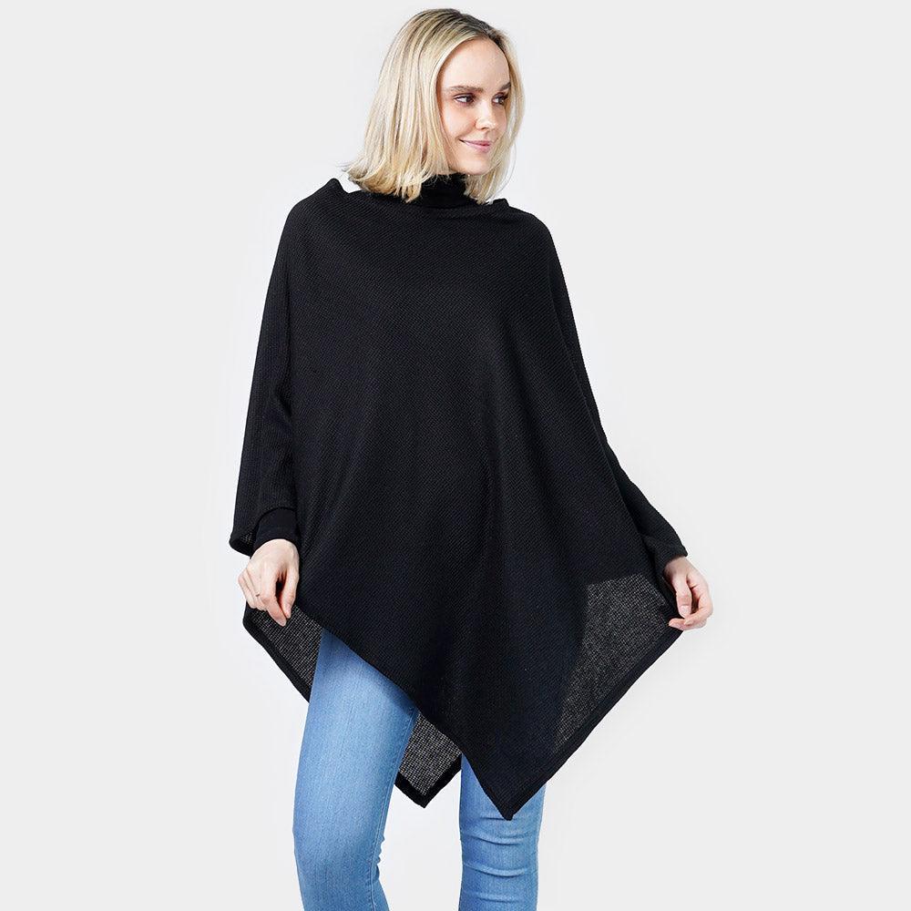 Black Textured Jersey Poncho - Jewelry Store by Erik Rayo