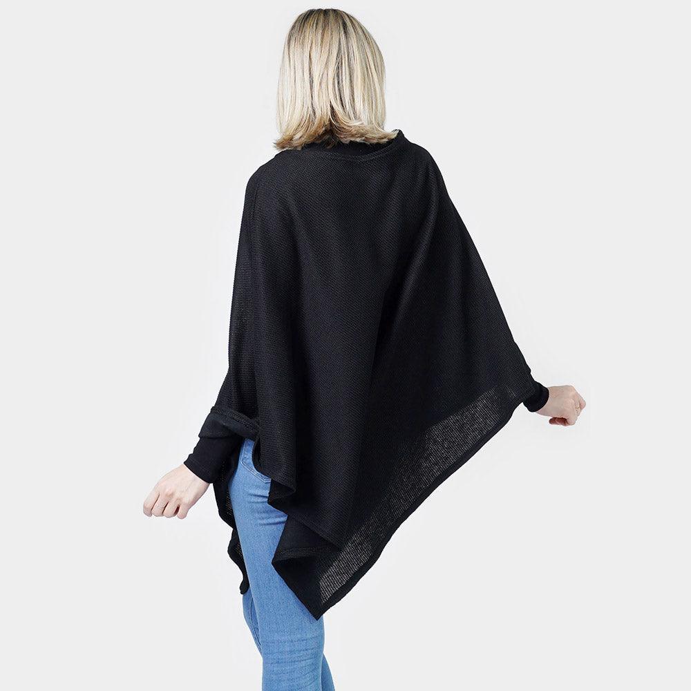 Black Textured Jersey Poncho - Jewelry Store by Erik Rayo