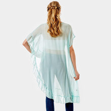 Load image into Gallery viewer, Mint Solid Color Half Ruffled Cover-up Poncho
