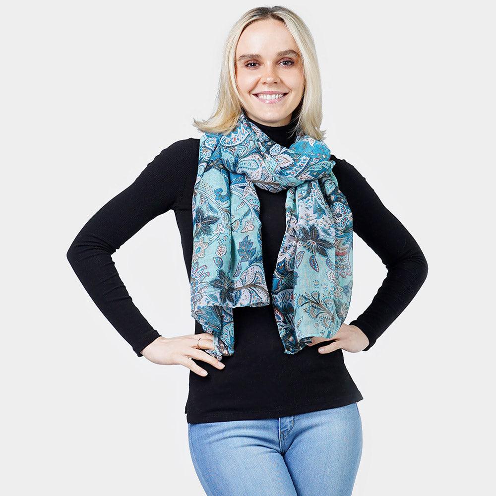 Teal Paisley Print Scarf