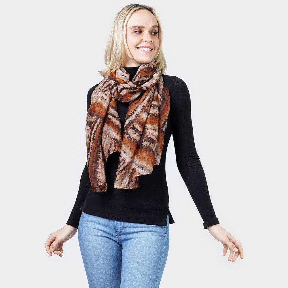 Brown Abstract Print Scarf - Jewelry Store by Erik Rayo